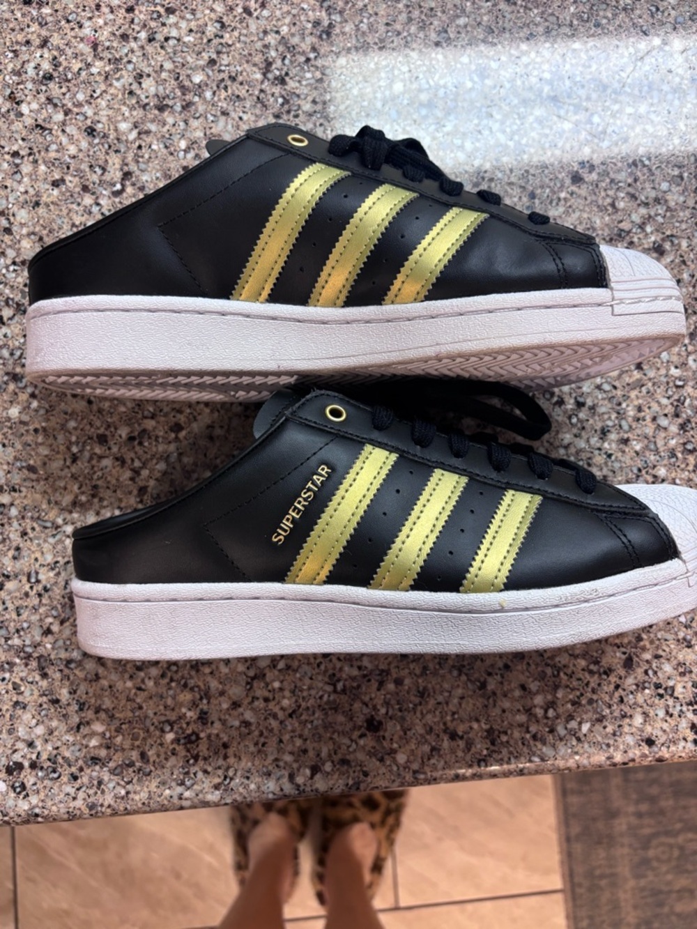 adidas Black and Gold Superstar Mule Sneakers - Picture 3 of 4